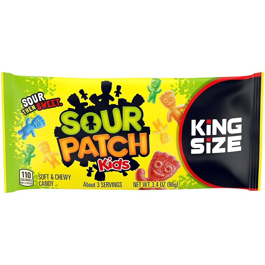 Sour Patch Kids Soft & Chewy Candy King Size 3.4 OZ