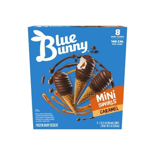 BLUE BUNNY CARAMEL MINI CONE 8 COUNT