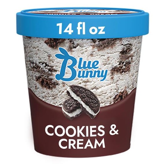 BLUE BUNNY COOKIES & CREAM ICE CREAM 14 OZ