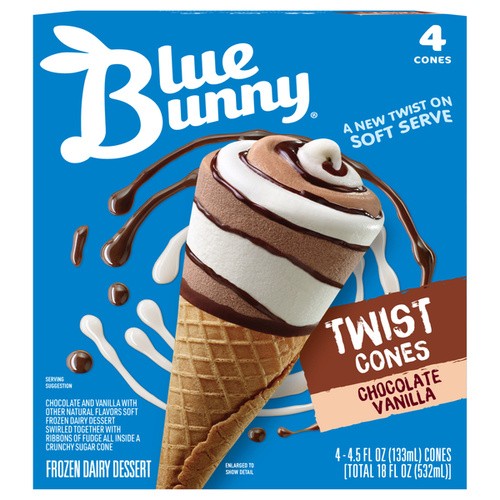 BLUE BUNNY C/V TWS CONE                  4 PACK