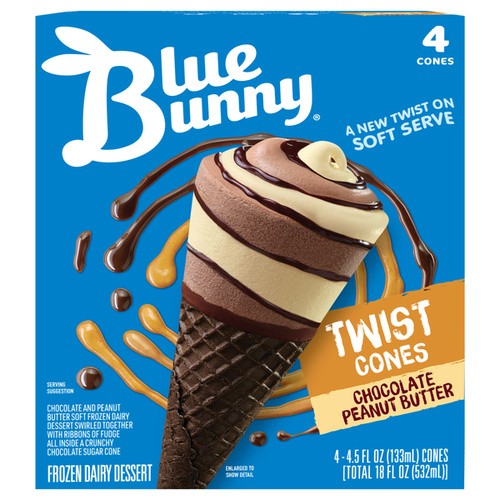 BLUE BUNNY PB TWS CONE                   4 PACK