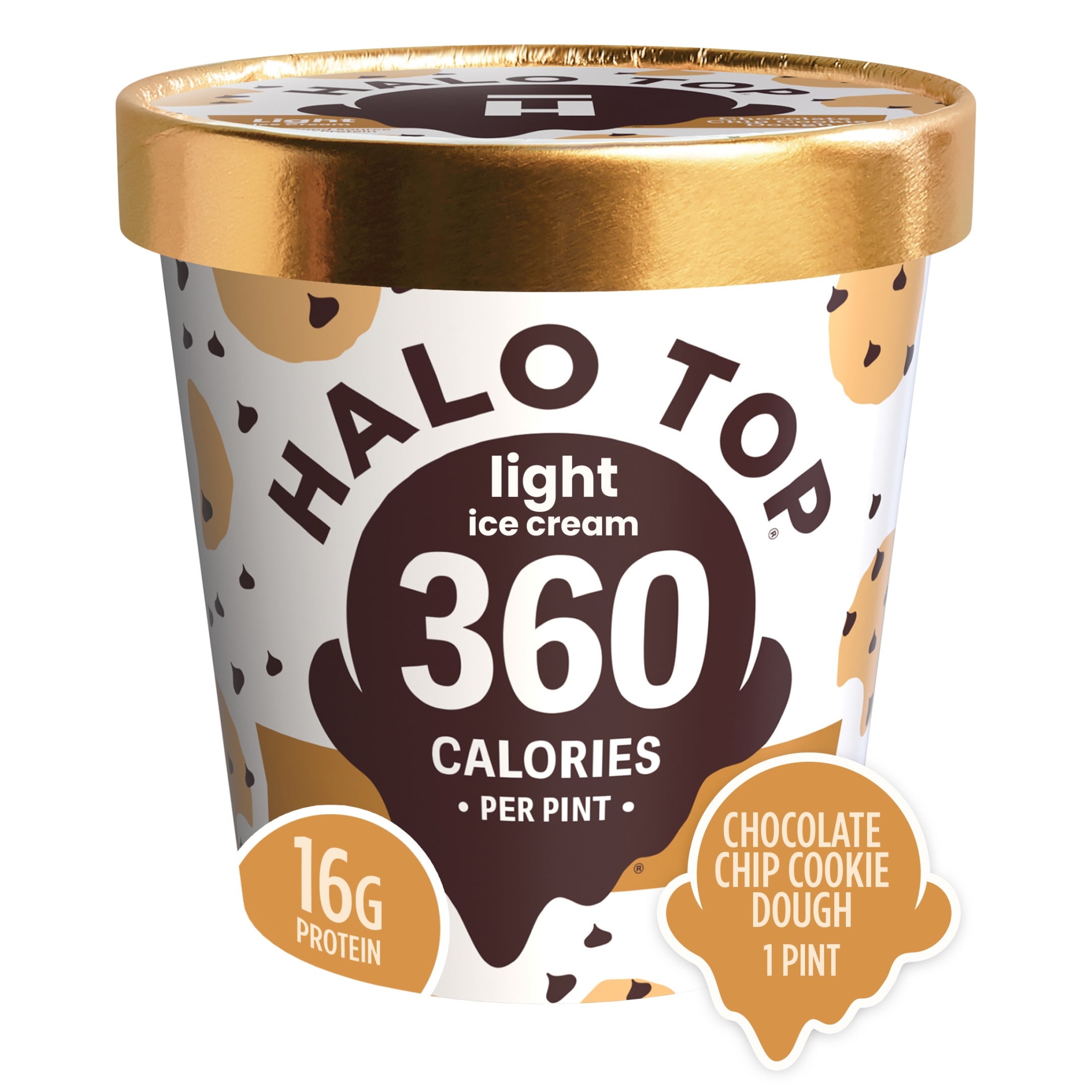 Halo Top Chocolate Chip Cookie Dough Ice Cream 16 OZ