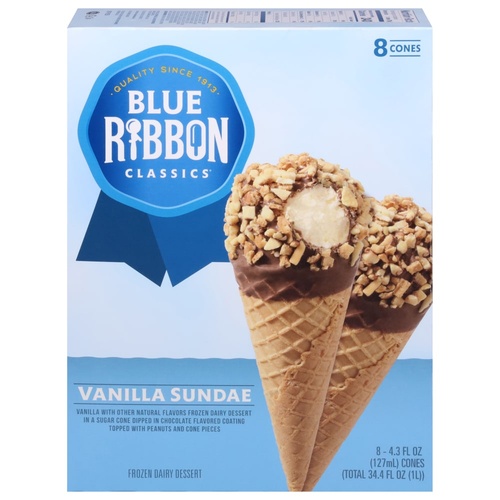 BLUE RIBBON SUNDAE CONES                 8 COUNT