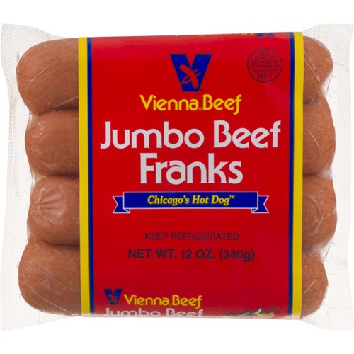 VIENNA BEEF JUMBO BEEF FRANKS 0.75 Lbs
