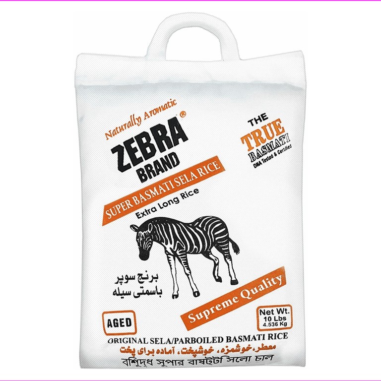 ZEBRA SUPER SELA BASMATI RICE ORANGE STRIP 10 LBS