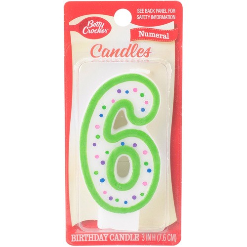 BETTY CROCKER NUMERAL CANDLE 6 1 COUNT