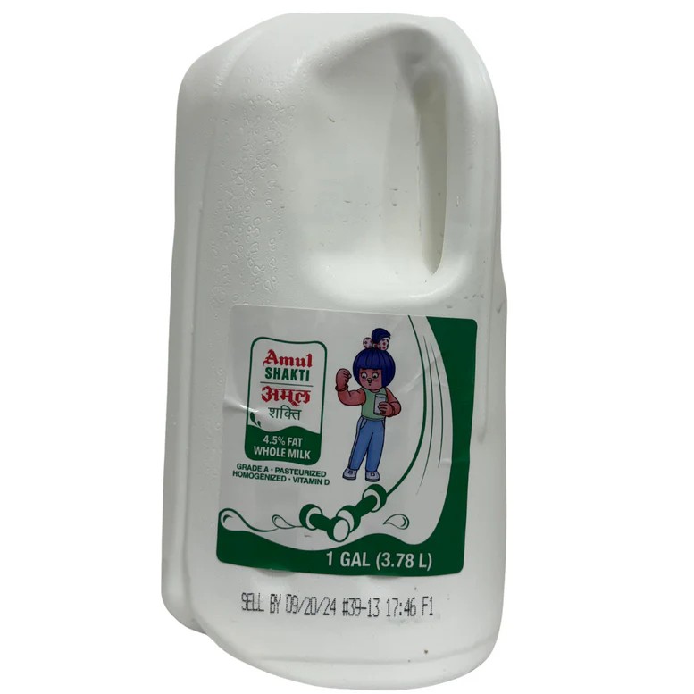 AMUL SHAKTI MILK 4.5%FAT WHOLE MILK 1 GALLON
