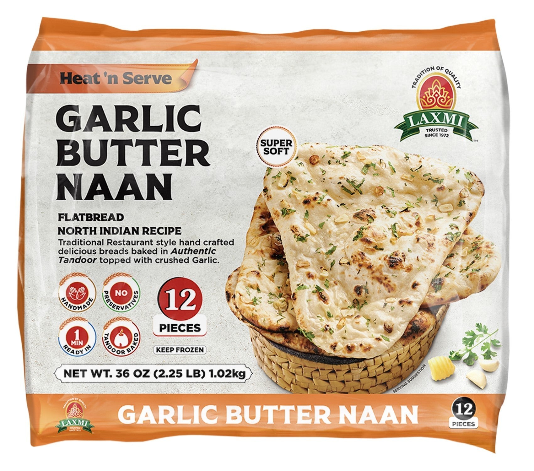 GARLIC BUTTER NAAN LAXMI 12 COUNT