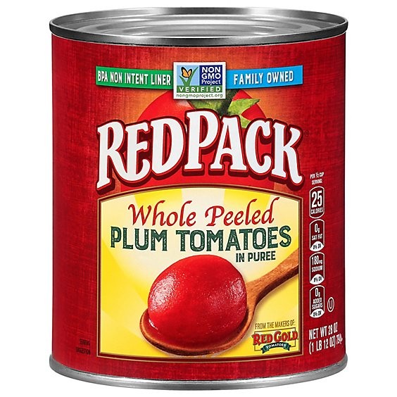 REDPACK WHOLE PEELED TOMATO 28 OZ