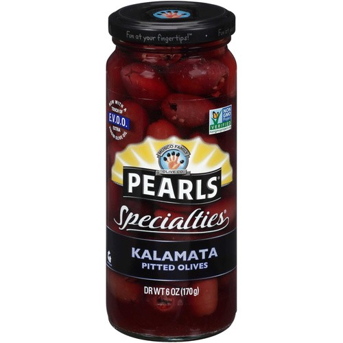 PEARLS PITTED KALAMATA OLIVES 6 OZ