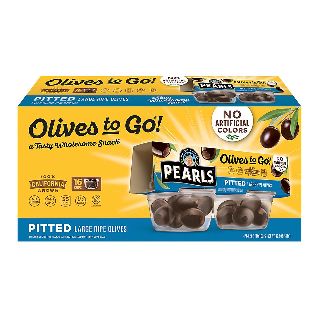 PEARLS PITTED BLACK OLIVES TO GO 4 PACK