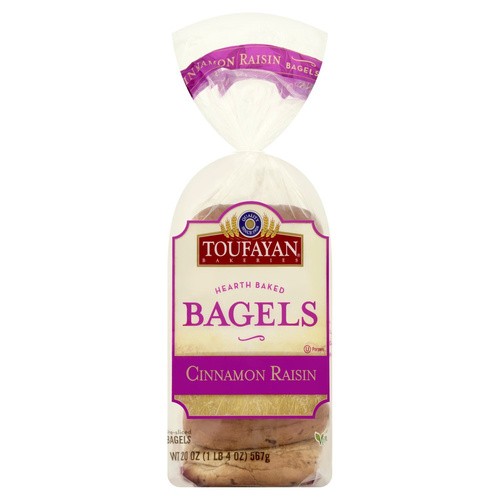 TOUFAYAN BAGELS CINNAMON RAISIN 20 OZ