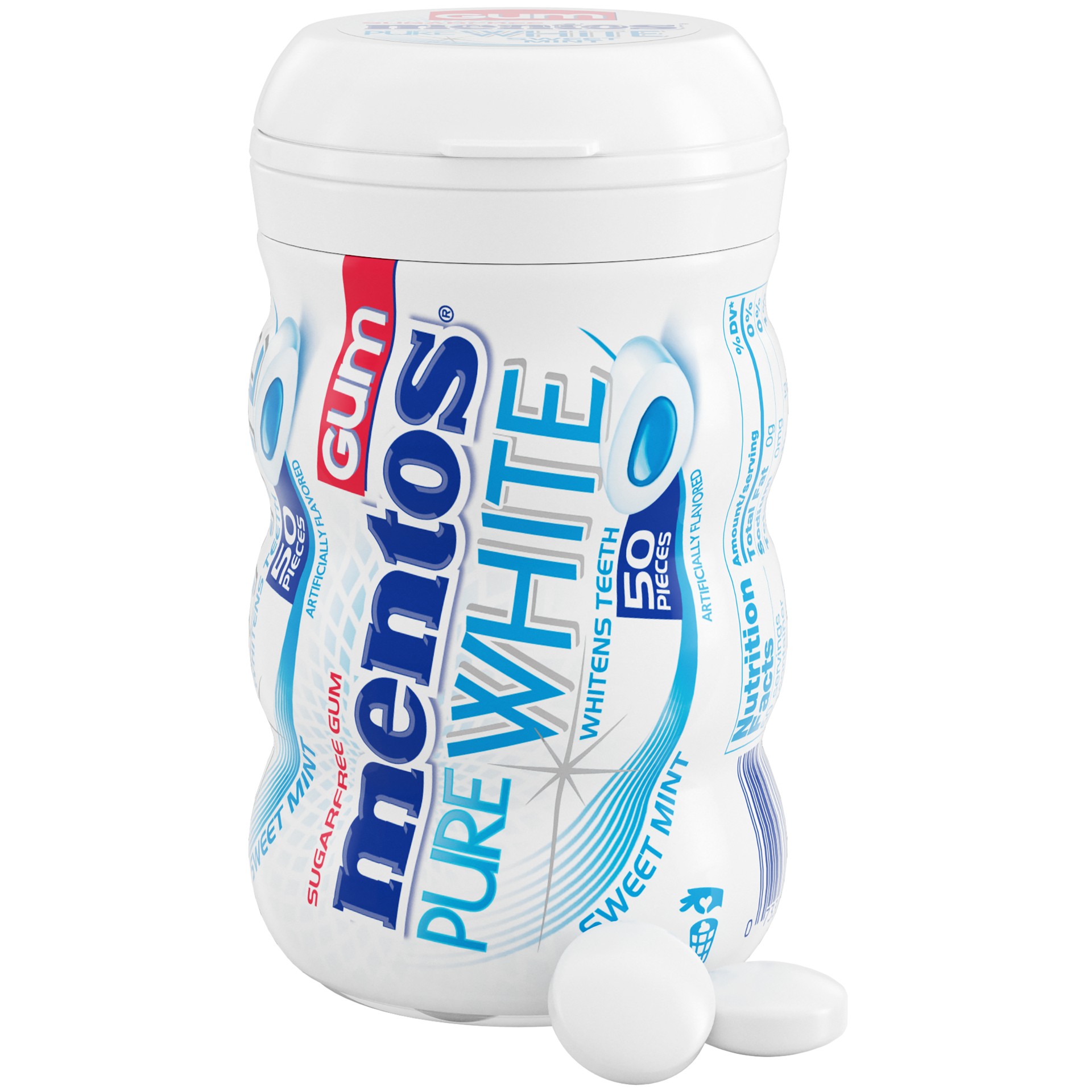 MENTOS GUM PURE WHITE MINT 10 COUNT