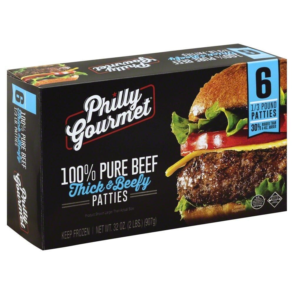 PHILLY 100  PURE BF THK 6 PATTIES        1 OZ