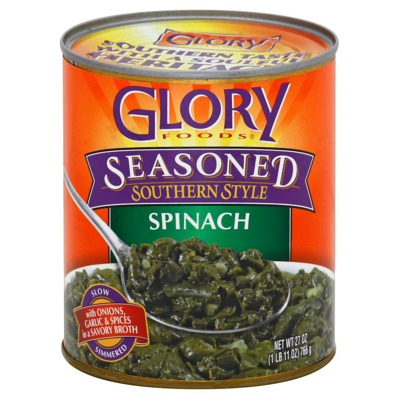 Glory Foods Seasoned Southern Style Spinach 27 OZ