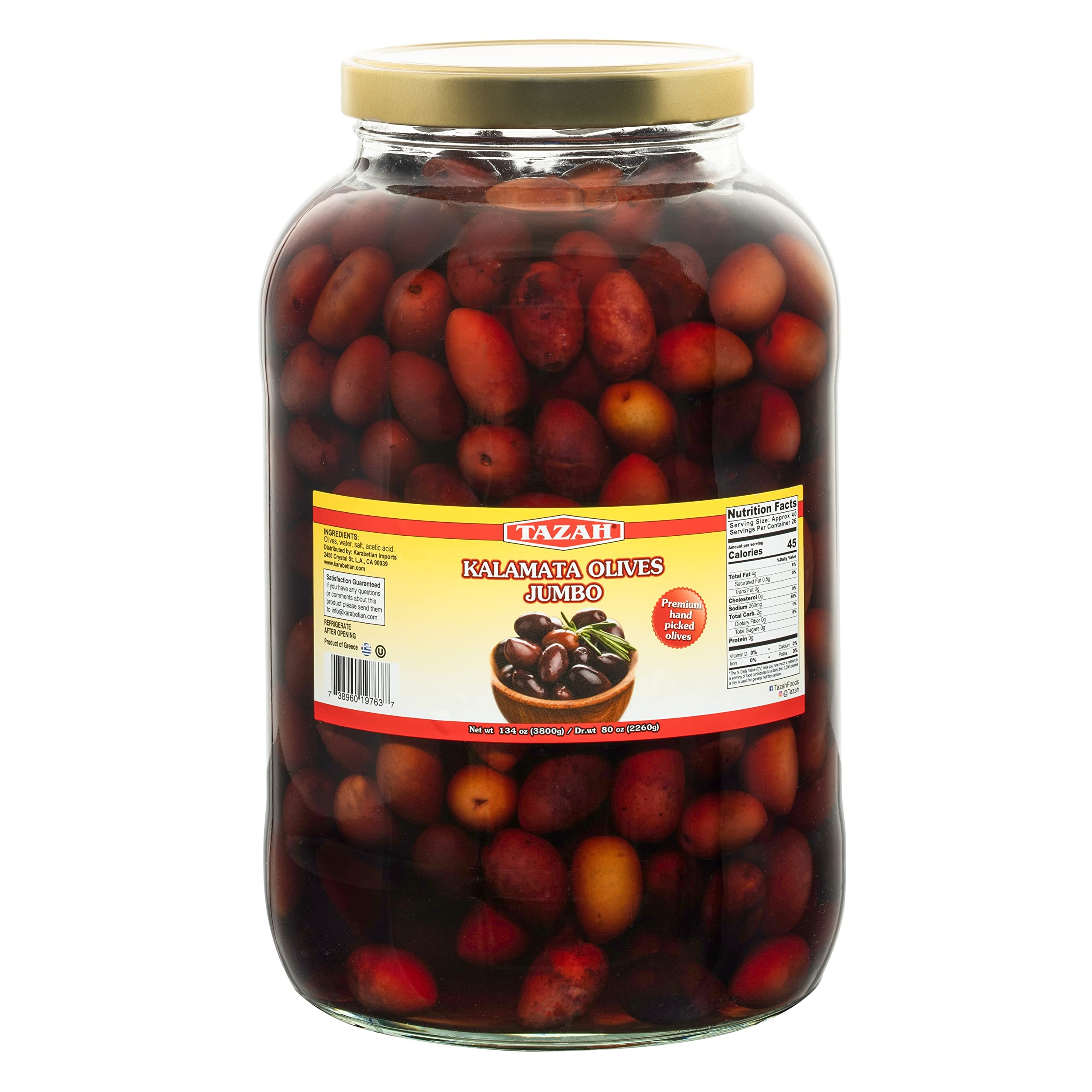 TAZAH KALAMATA GREEK JUMBO OLIVE 8.37 LBS