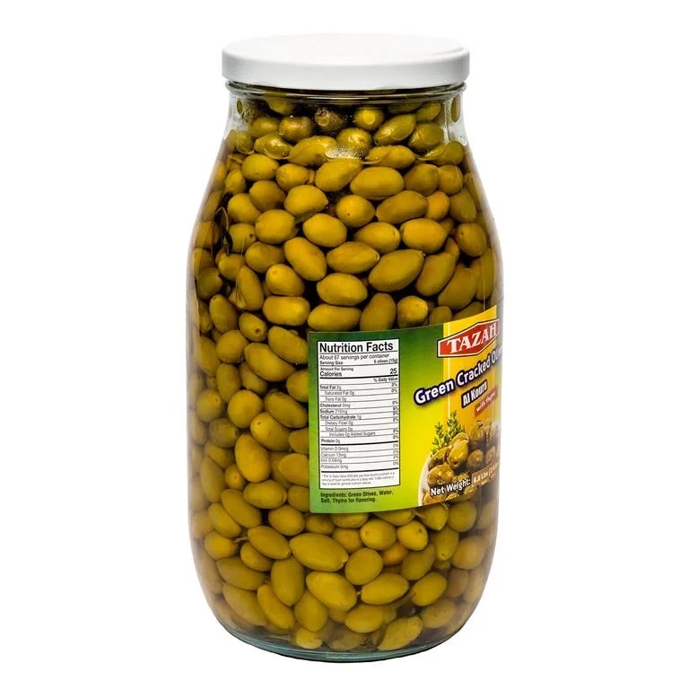 SYRIAN GREEN CRACKED OLIVE WITH THYME 1.3 KG