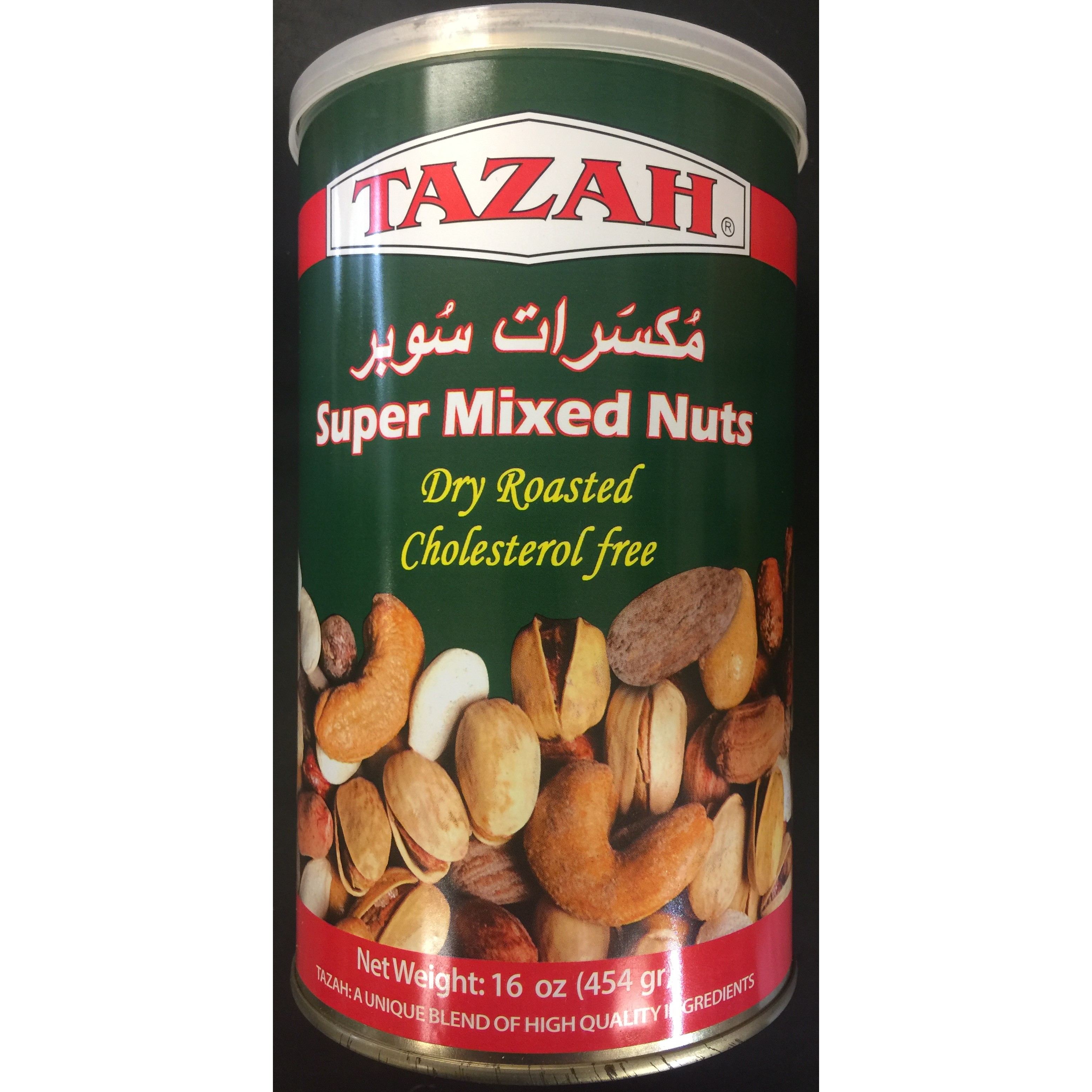 TAZAH SUPER MIXED NUTS GREEN IN TIN 1 LBS