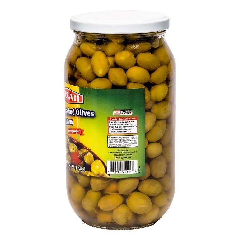 Tazah Green Cracked Olives 1 KG