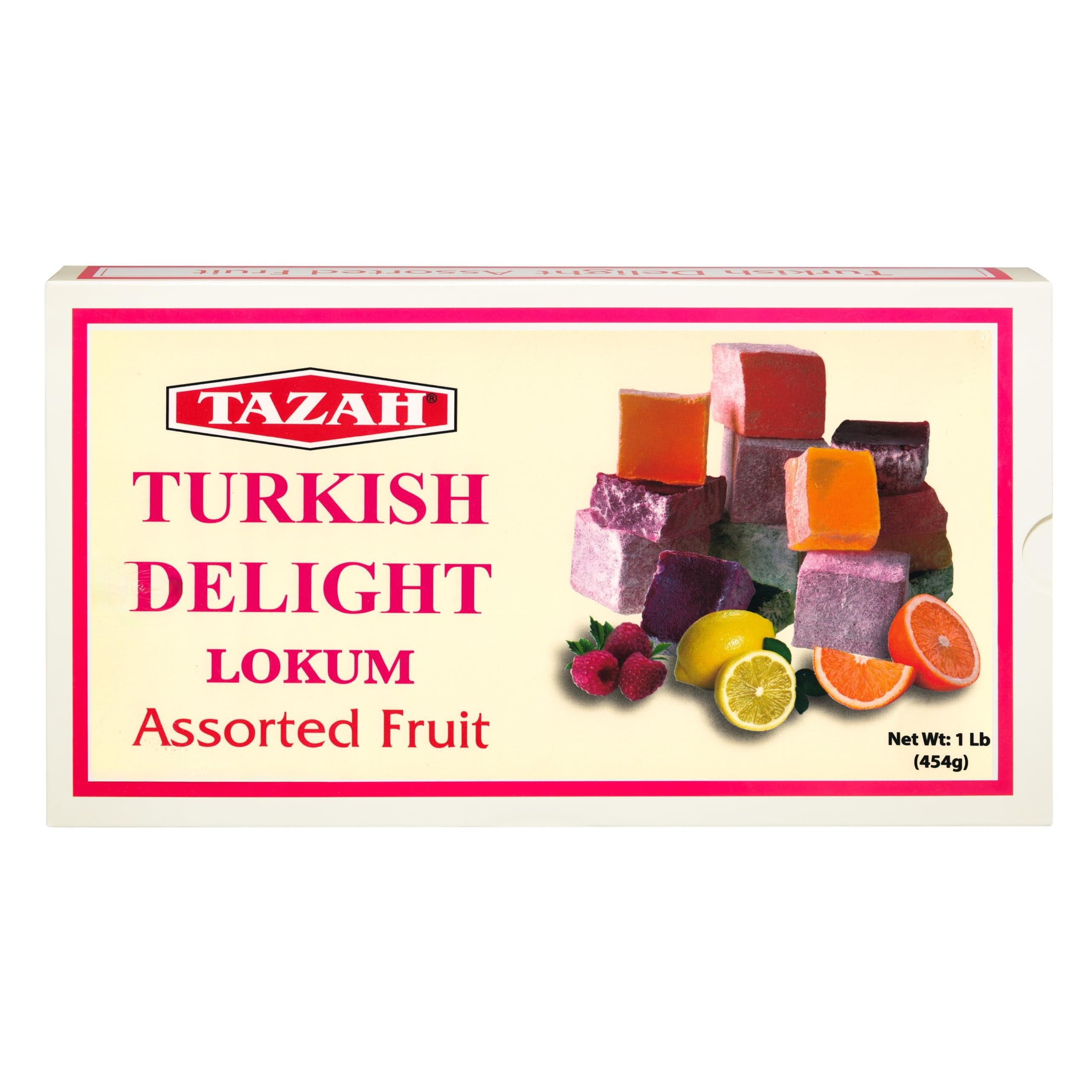 TAZAH TURKISH DELIGHT ASSORTED FRUIT 454 GM