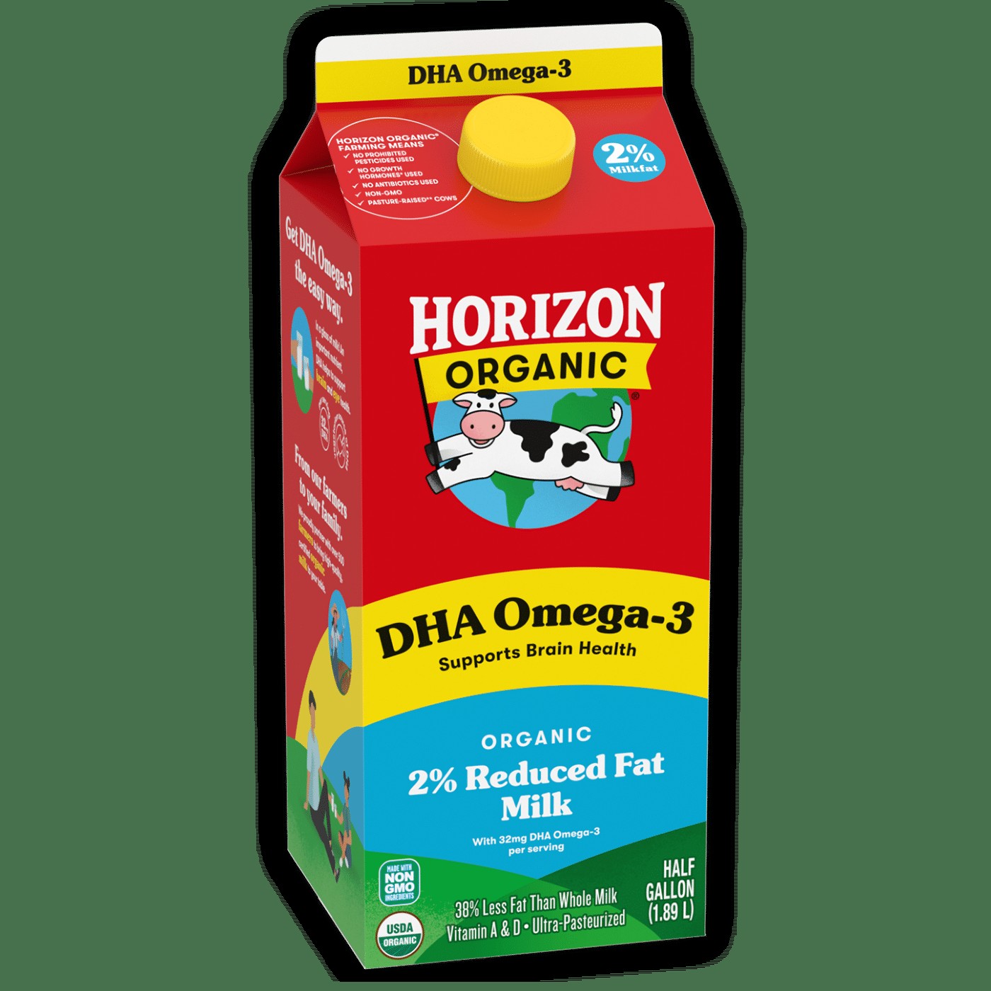 HORIZON ORGANIC MILK 2 % W/DHA 0.5 GALLON