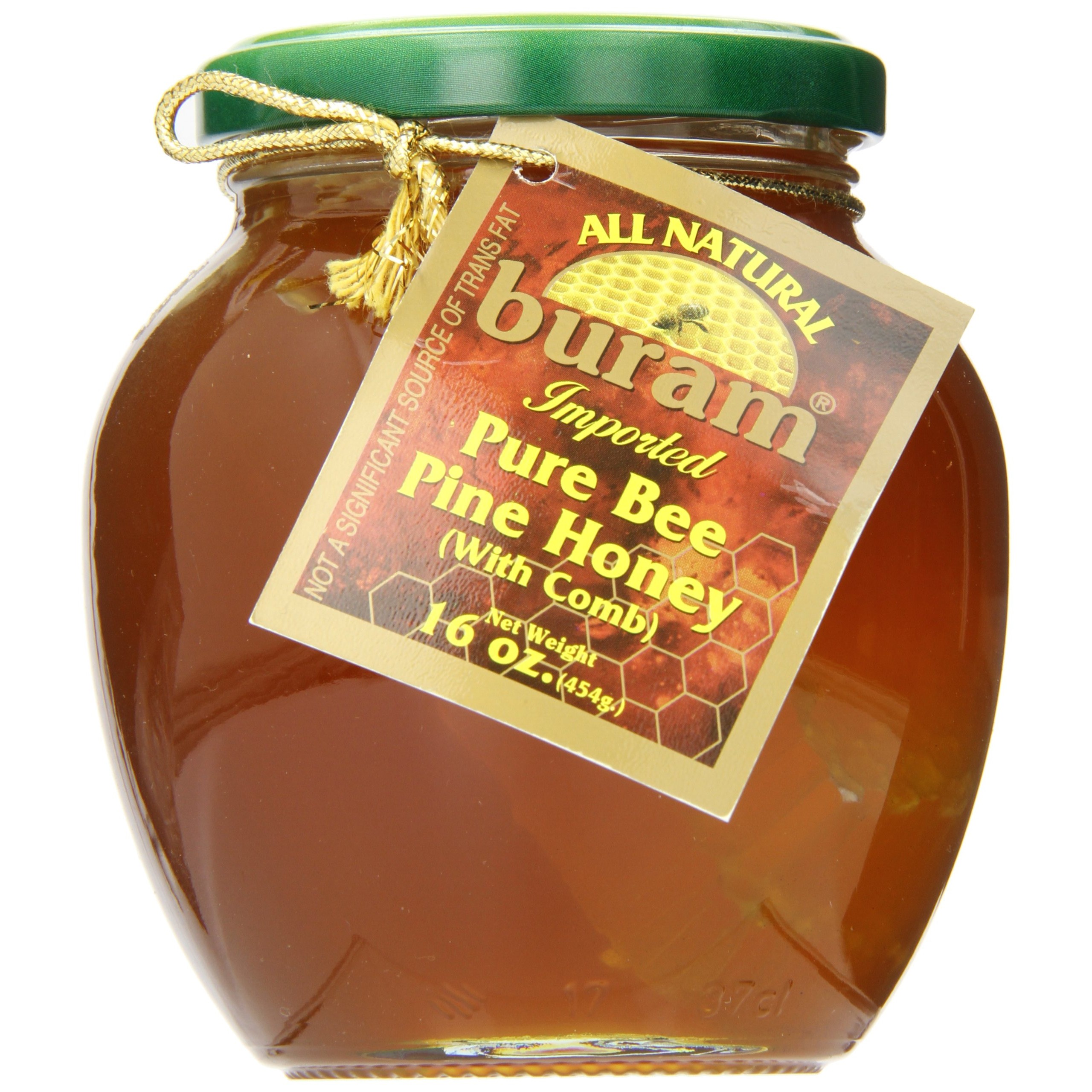 BURAM PINE HONEY WITH COMB 16 OZ