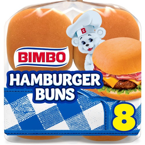 BIMBO WHITE HAMBURGER BUNS               14 OZ