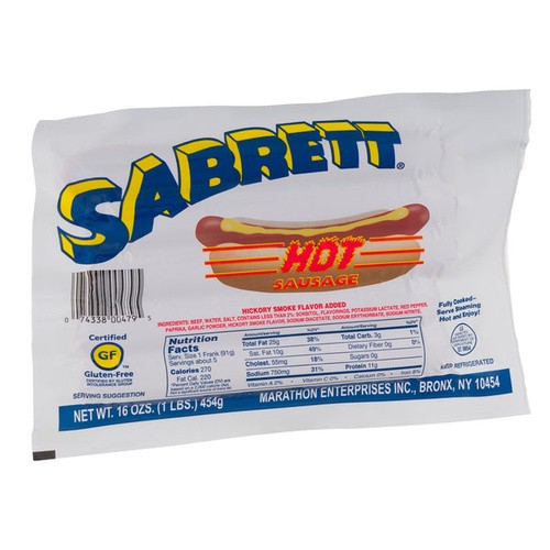 SABRETT HOT SAUSAGE 16 OZ