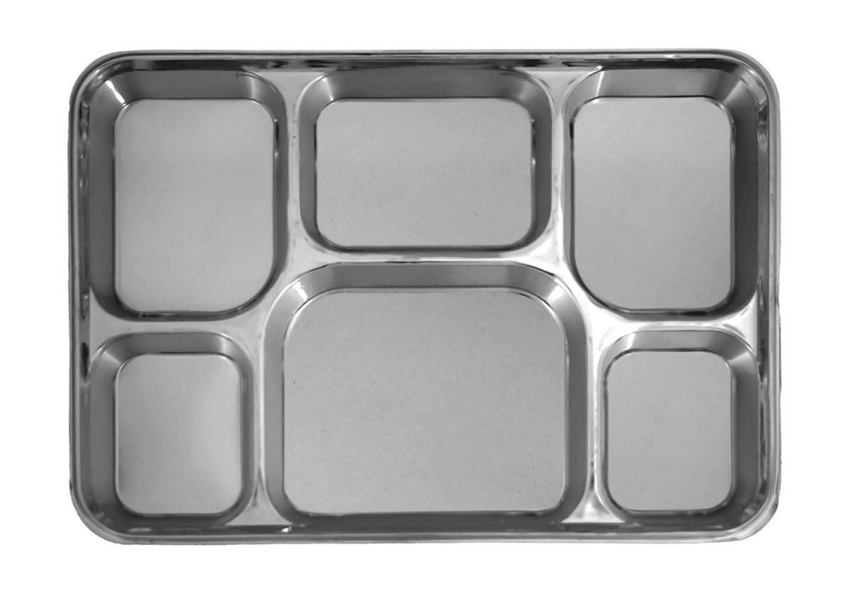 NEW 6 COMP SILVER THALI 25 PCS