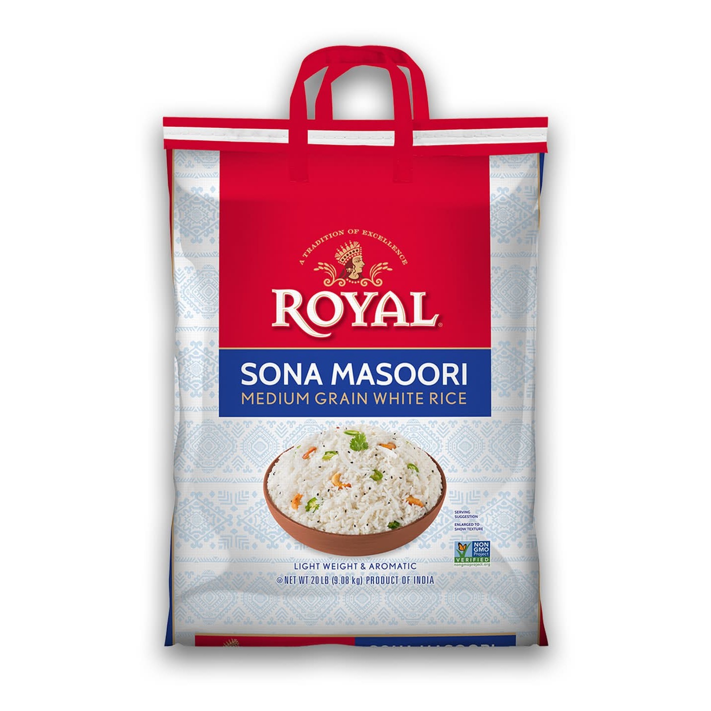 SONA MASOORI RICE ORG ROYAL 20 LBS
