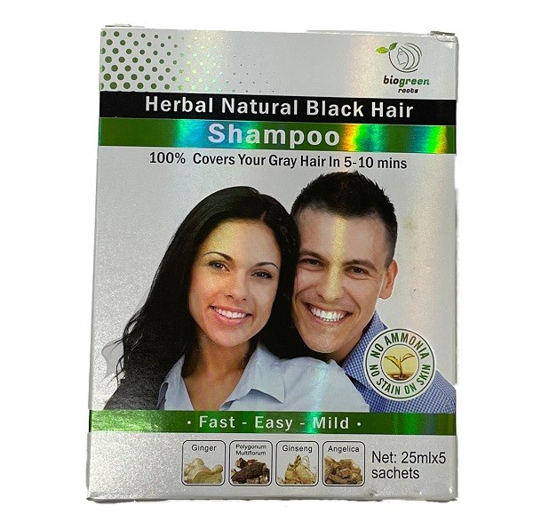 Biogreen Herbal Natural Black Hair Color Shampoo( 5 PCS