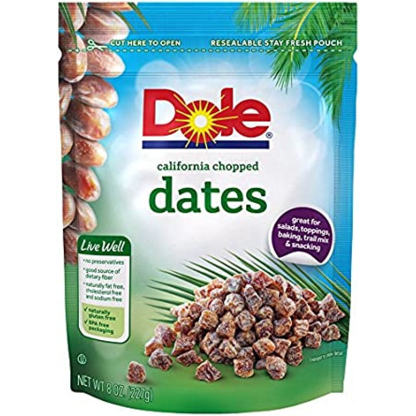 DOLE CHOPPED DATES GLUTEN FREE 8 OZ