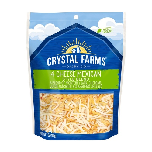 CRYSTAL FARMS 4CHS SHREDDED CHEESE       1 OZ