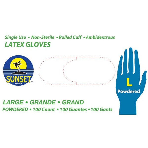 Sunset Latex Gloves (L)Large Size 100 PCS