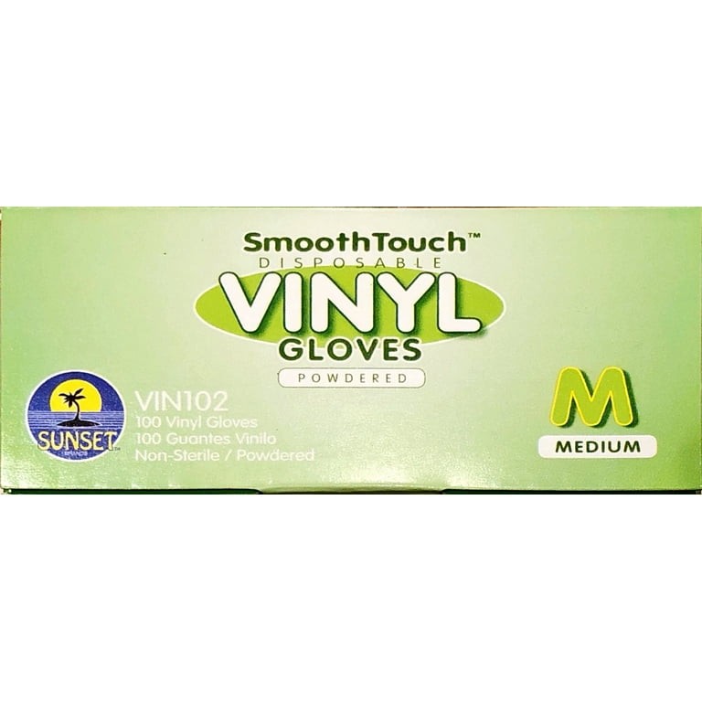 SmoothTouch M Disposable Vinyl Gloves Powdered 100 COUNT
