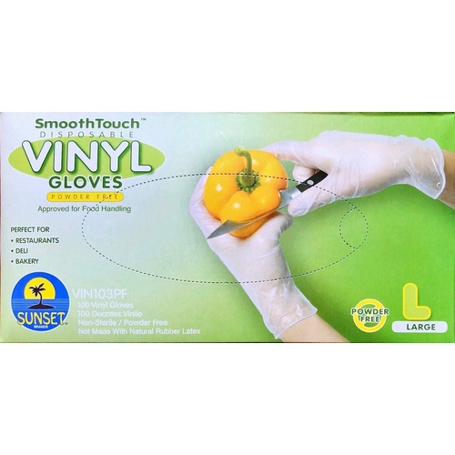 SmoothTouch L Disposable Vinyl Gloves Powdered 100 COUNT
