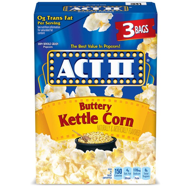 ACT 11 BUTTERY KETTLE CORN 3 BAGS        8.25 OZ
