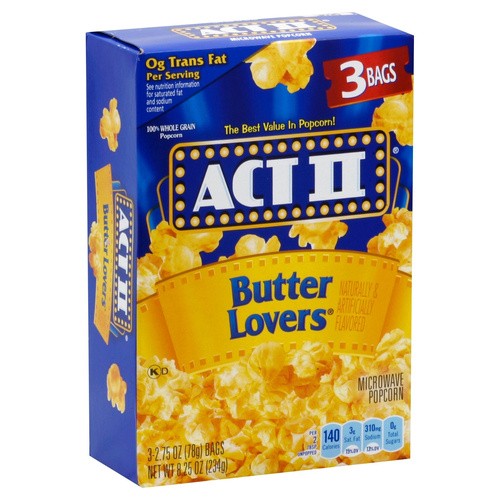 ACT 11 BUTTER LOVERS POPCORN             8.25 OZ