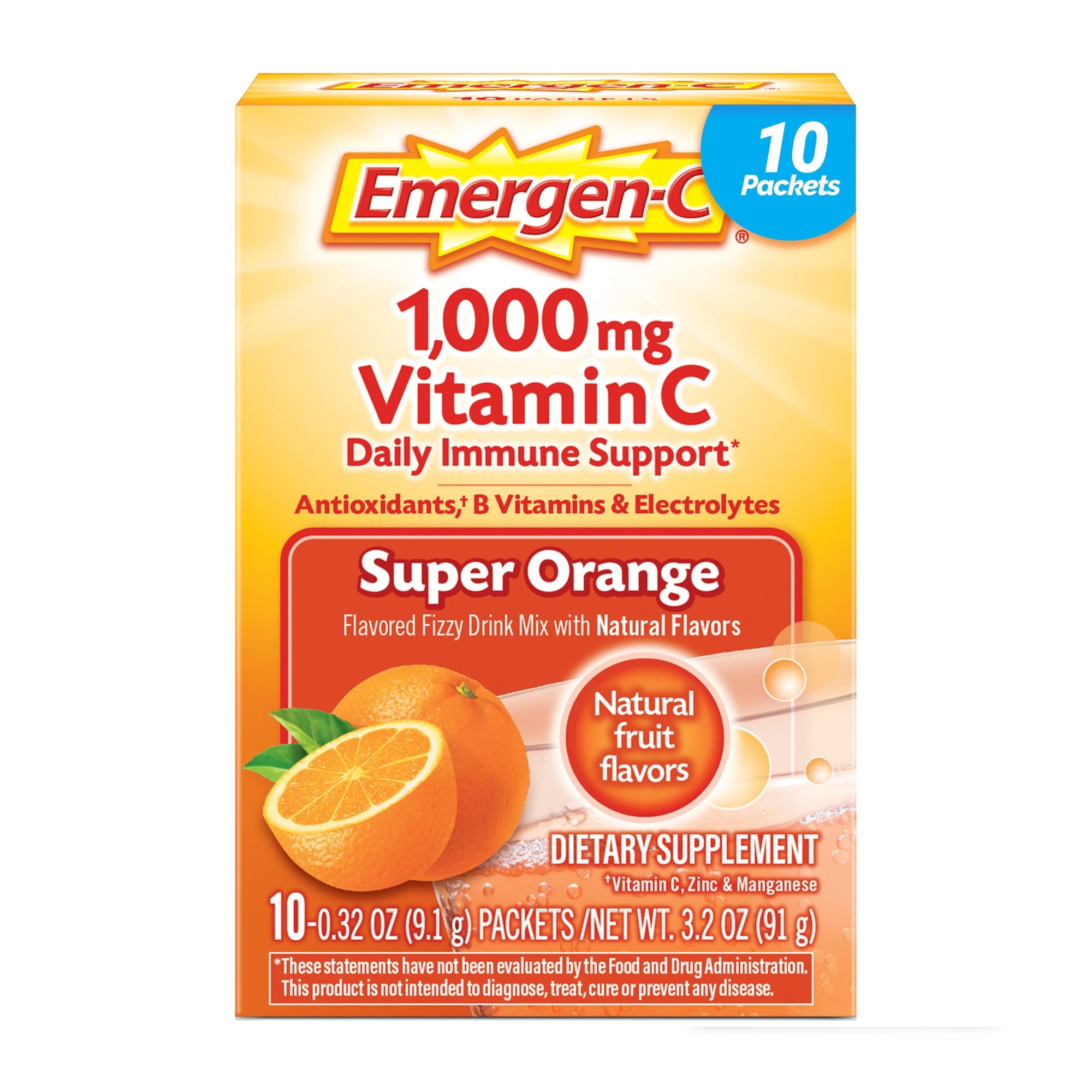 EMERGEN C SUPER ORANGE DRINK MIX 1000 MG 91 GM