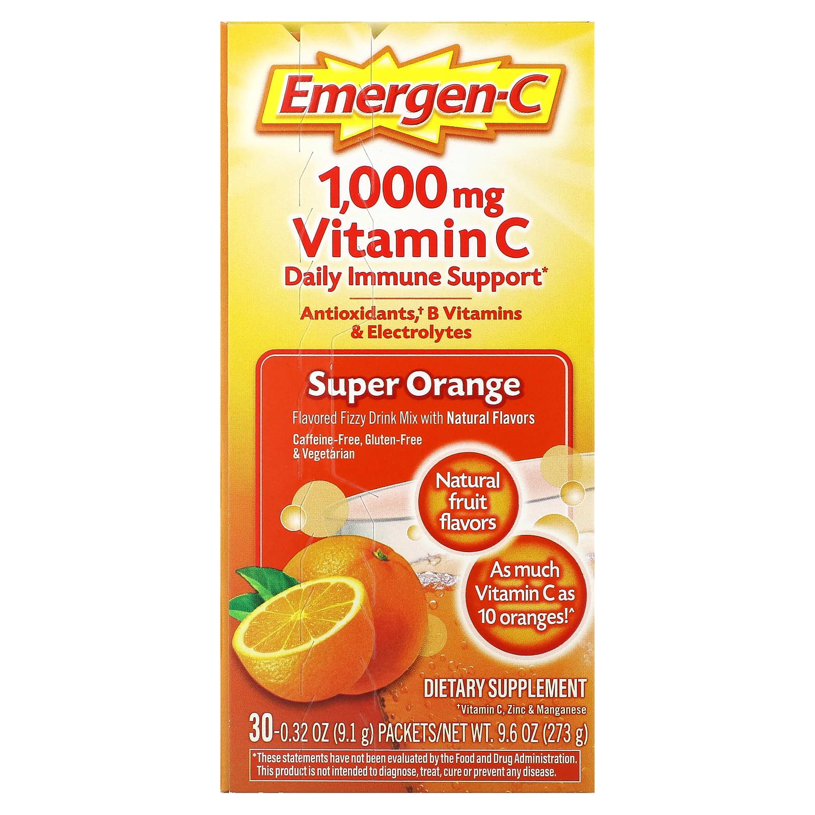 Emergen C Vitamin C Super Orange 1000 MG 0.3 OZ