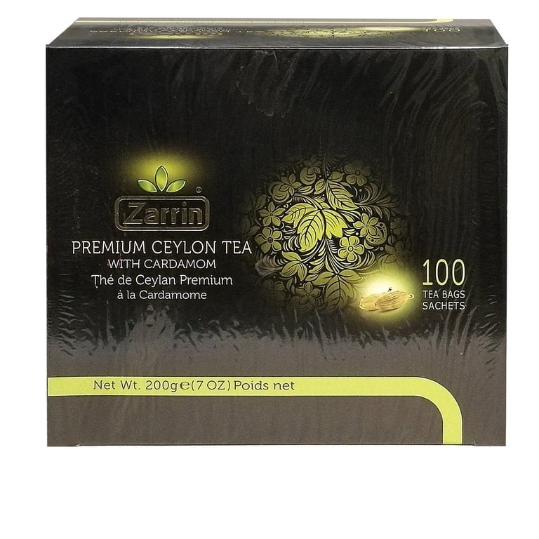 ZARRIN PREMIUM CEYLON TEA W/CARDAMOM 100 COUNT