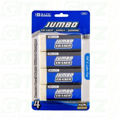 BAZIC JUMBO ERASER 4 COUNT