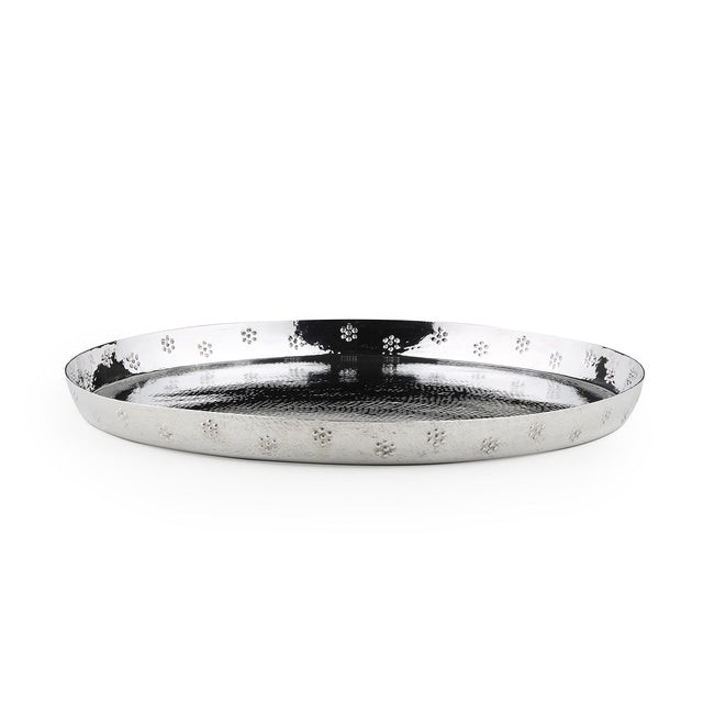 Stainless Steel Thali W Flower 1 Each