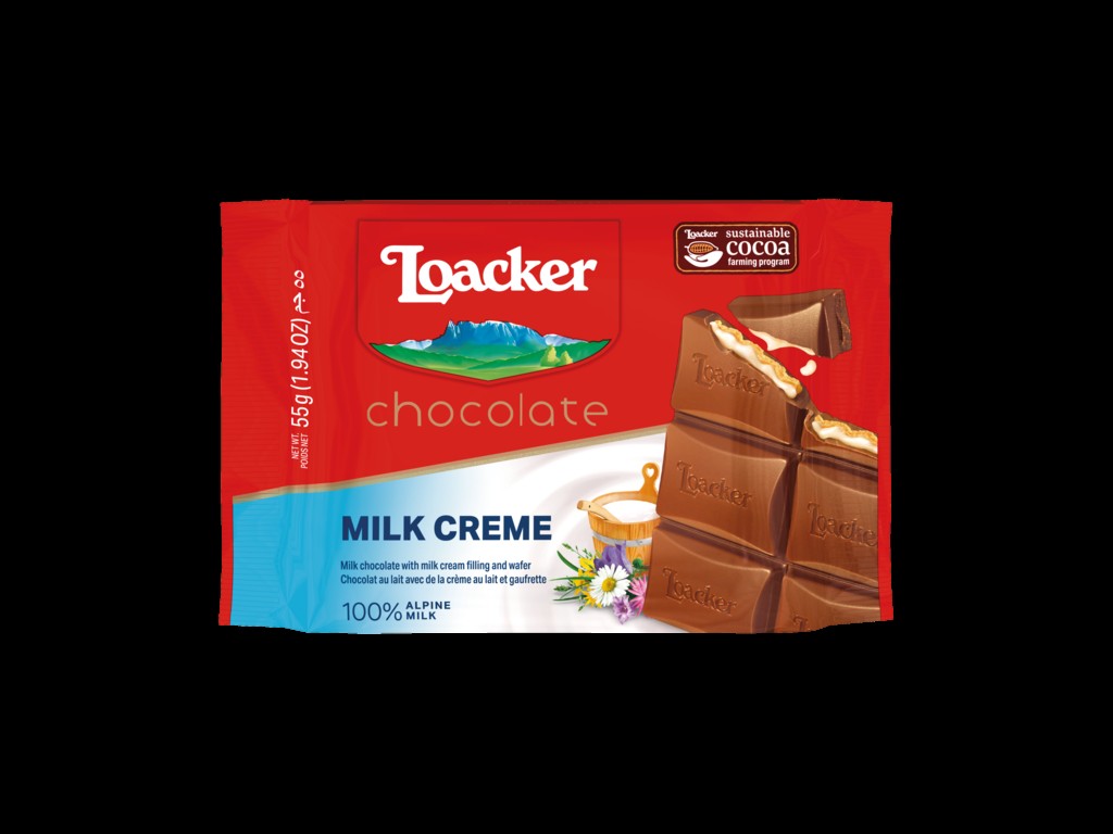 LOACKER MILK CREAM CHOCOLATE BAR 55 GM