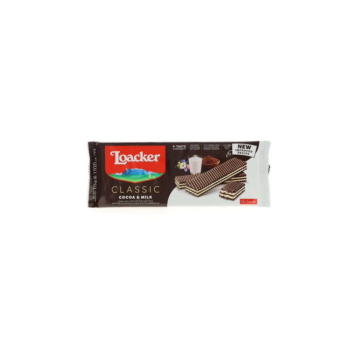 LOACKER WAFER COCOA & MILK 175 GM