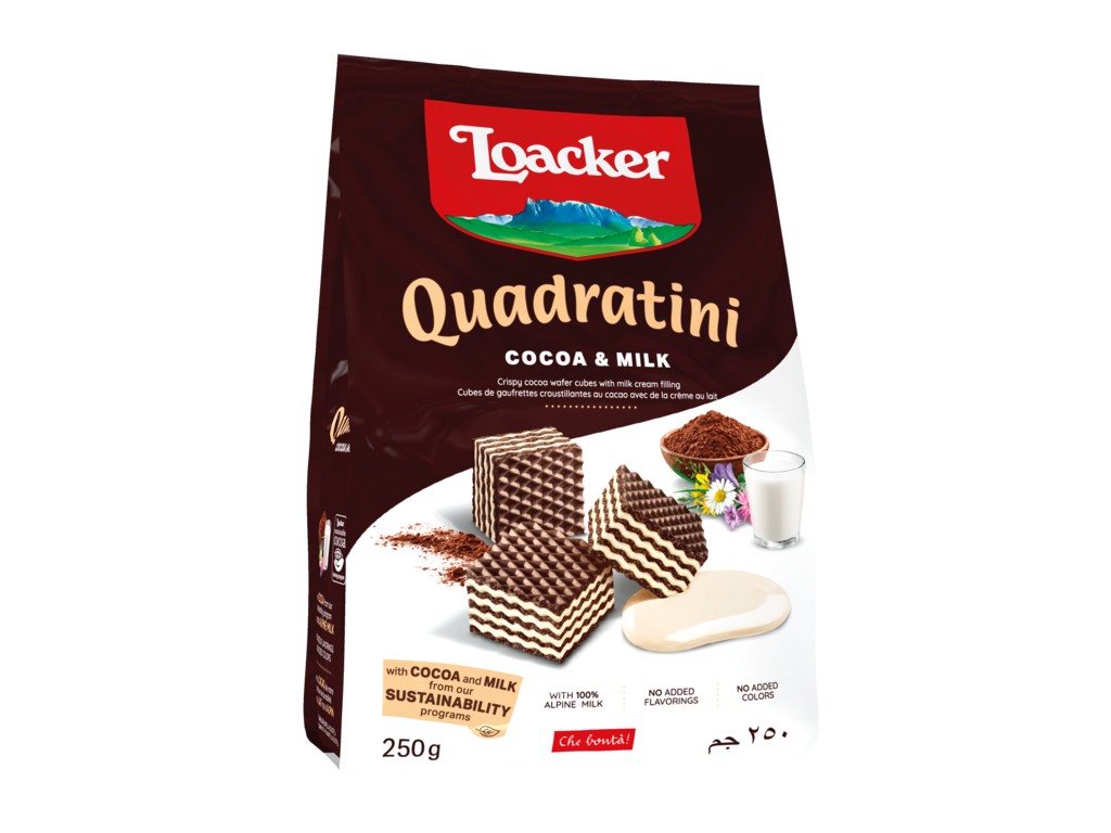 Loacker Wafer Cocoa And Milk 250 GM