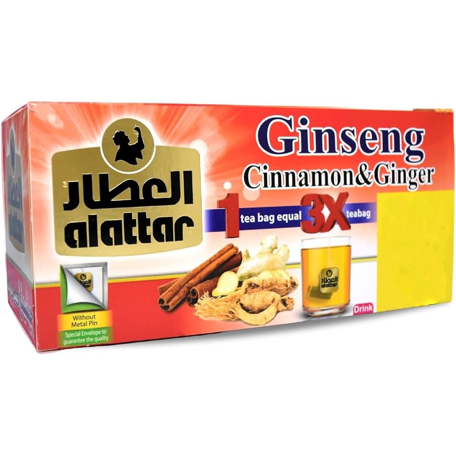 AlAttar Natural Drink Ginseng Cinnamon & Ginger Herbal Tea Bags  20 BAG