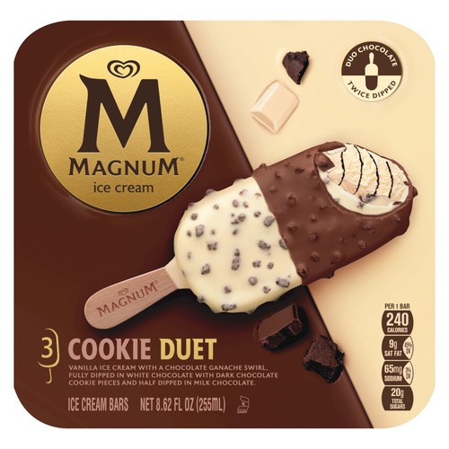 MAGNUM COOKIE DUET ICE CREAM 3 BARS 3 COUNT