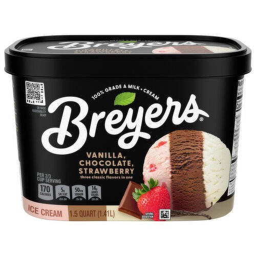 Breyers Vanilla/Chocolate/Strawberry Ice Cream 1.41 Ltr