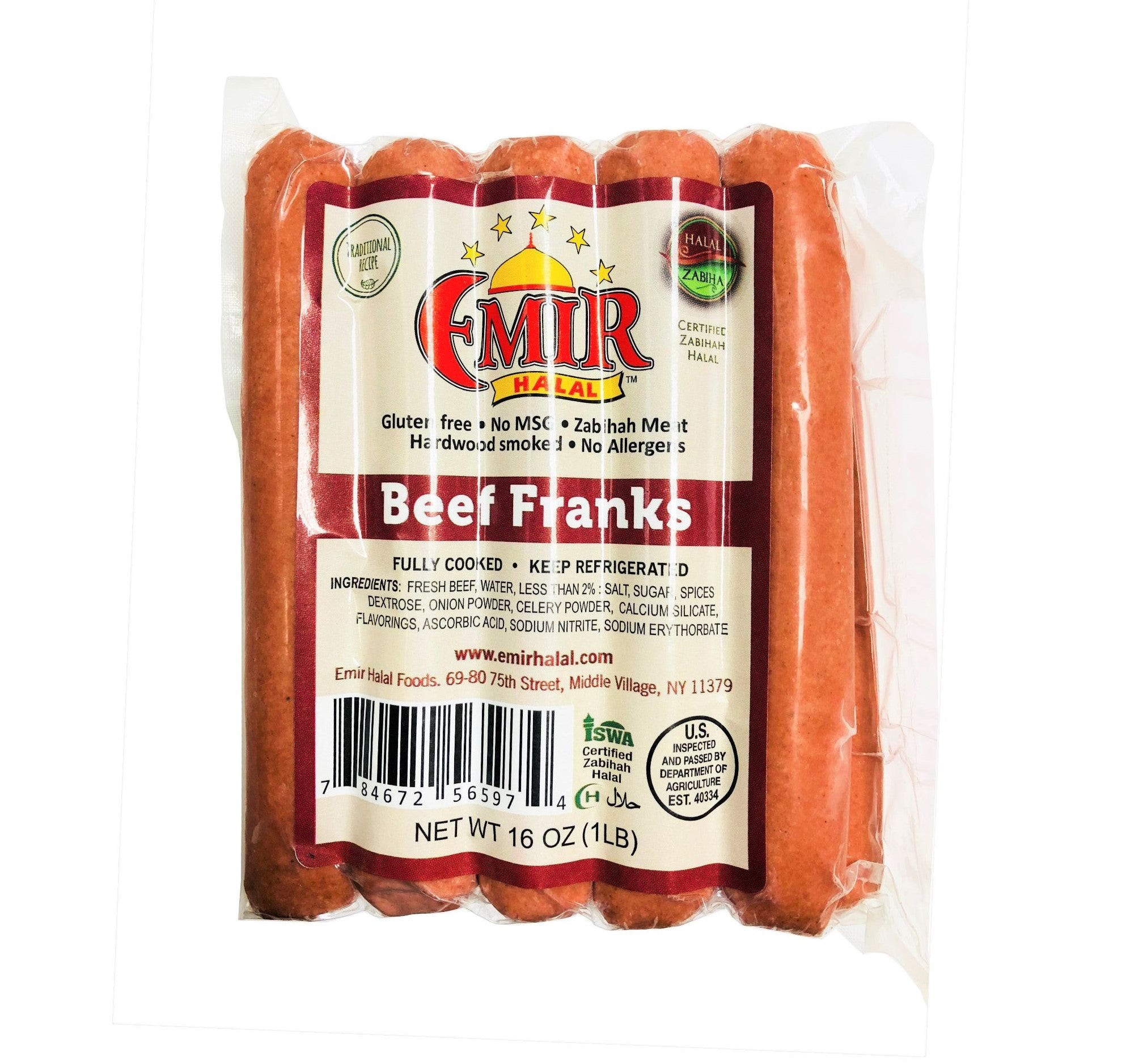 EMIR HALAL BEEF FRANKS 1 LBS
